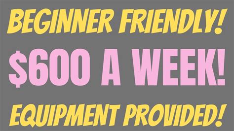 Beginner Friendly 600 A Week Equipment Provided Best Work From