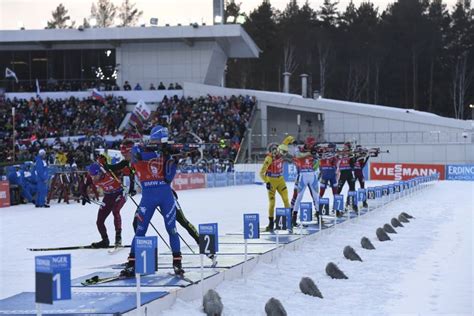 Estadio Final Ix Del Mundial Ibu Bmw Del Biathlon Imagen Editorial