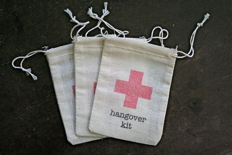 Wedding favor bags DIY Hangover Kit first aid for wedding