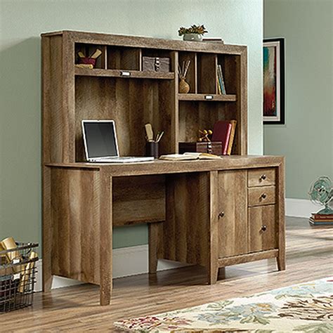 59" Contemporary Computer Desk with Hutch in Craftsman Oak | Mathis ...