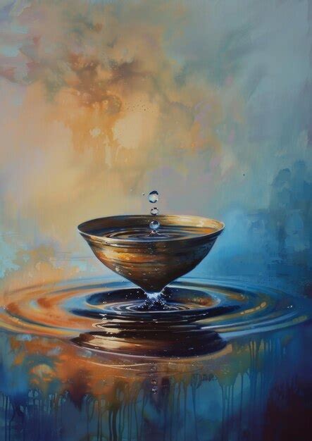 Premium Photo A Drop Of Water Falling Into A Bowl Of Water With A