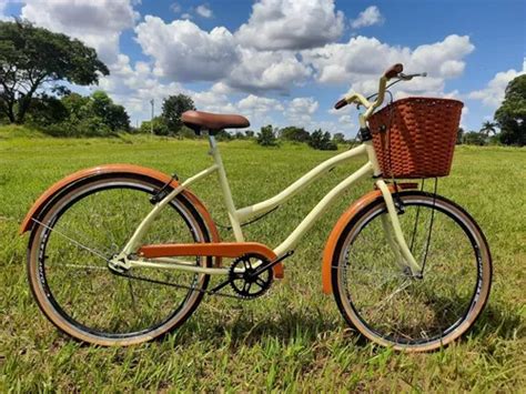 Bicicleta Retro Beach Caiçara Aro 26 Modelo Feminino Roda Aero E