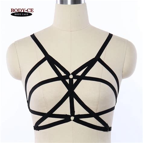 Womens Fashion Harness Lingerie Bondage Bra Black Elastic Back Sexy