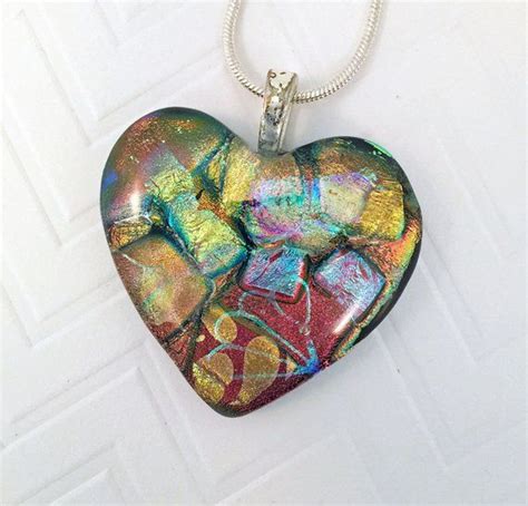 Fused Dichroic Glass Pendant Gorgeous Red Copper And Gold Etsy