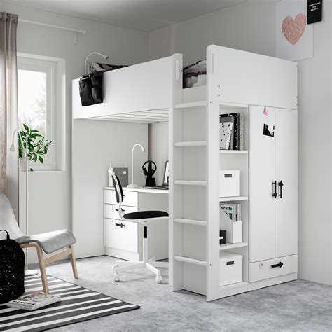 SmÅstad Loft Bed White Whitewith Desk With 4 Drawers Ikea