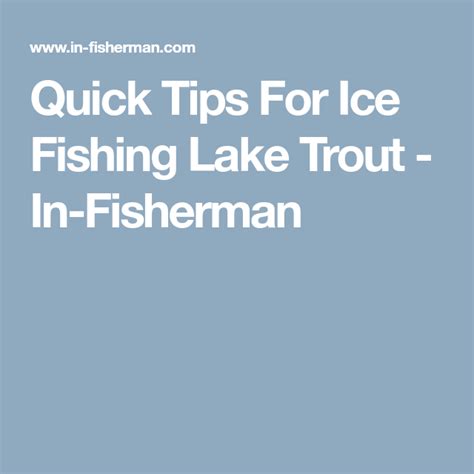 Quick Tips For Ice Fishing Lake Trout In Fisherman Lake Fishing