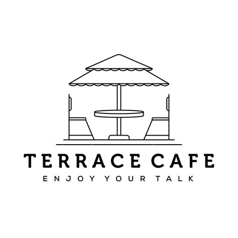 Premium Vector Terrace Cafeteria Line Art Logo Vector Minimalist