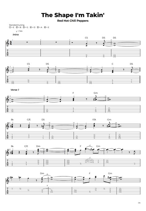Red Hot Chili Peppers The Shape I m Takin by Nikola Gugoski楽譜