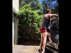 Dad Mature Washes Car Plays With Big Cock In Bikini Aka
