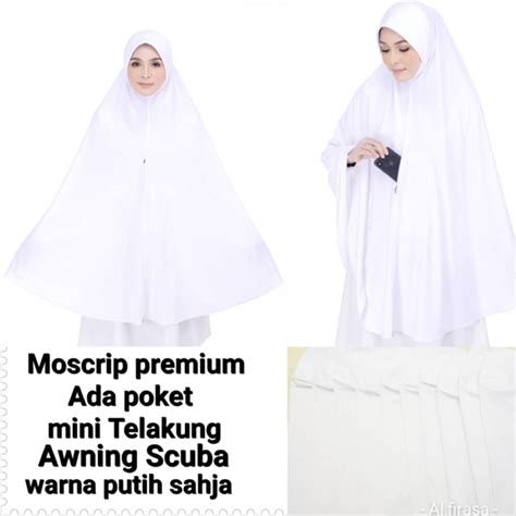 Tudung Sarung Mini Telekung Mosscrepe Premium Poket Haji Umrah Black