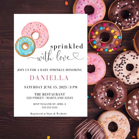 Donut Sprinkle Invitation, Donut Baby Shower Invitation, Donut Sprinkle