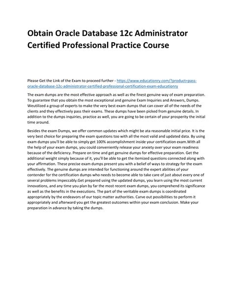 Ppt Oracle Database C Administrator Certified Professional