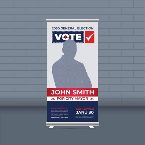 Election Campaign Roll Up Banner Template For District Political Election Voting Publicity