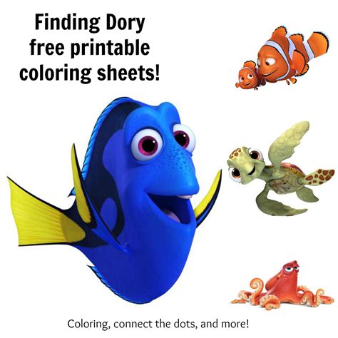 Finding Dory coloring sheets - Highlights Along the Way