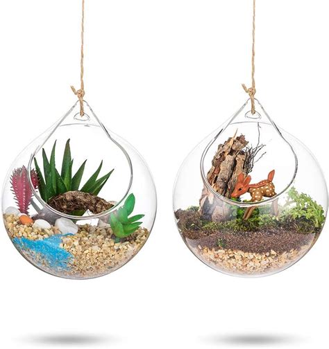 Glasseam Opknoping Glazen Terrarium 2 Stuks Grote Opening Vaas Plant