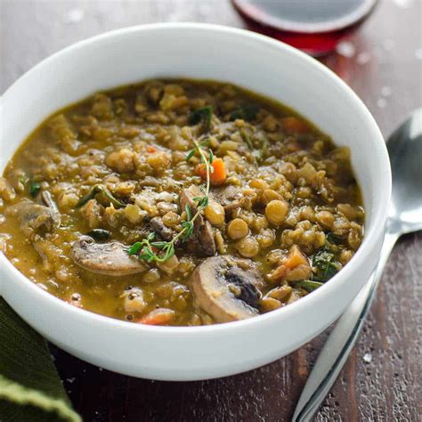 Mushroom Lentil Stew with Spinach - Umami Girl