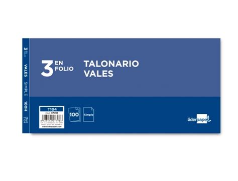 Talonario Liderpapel Vales Tres En Folio