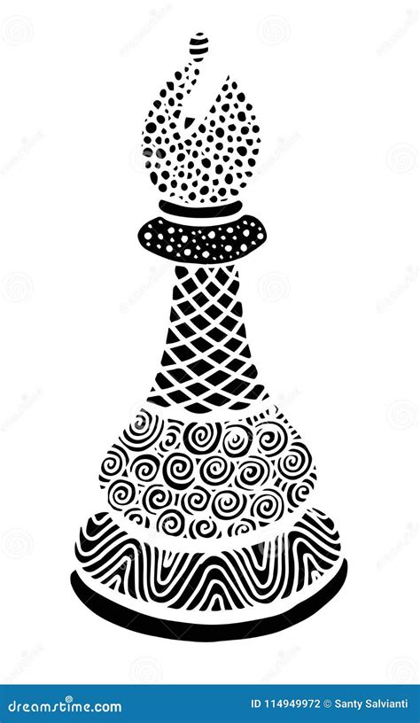 Hand Drawing Doodle Sketch Chess Bishop Vector Illustration Art Royalty