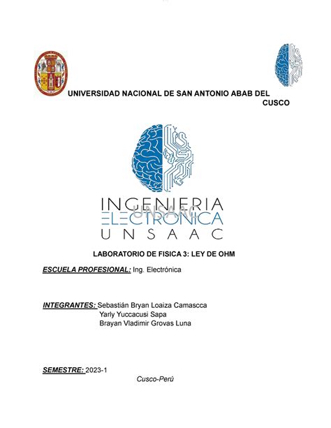 Ley De OHM Apuntes UNIVERSIDAD NACIONAL DE SAN ANTONIO ABAB DEL