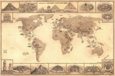 ANCIENT CIVILIZATIONS HAN-DRAWN MAP - Over 60 ancient sites!! – King of Maps