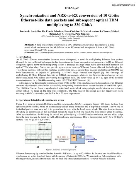 PDF Synchronization And NRZ To RZ Conversion Of 10 Gbit S Ethernet