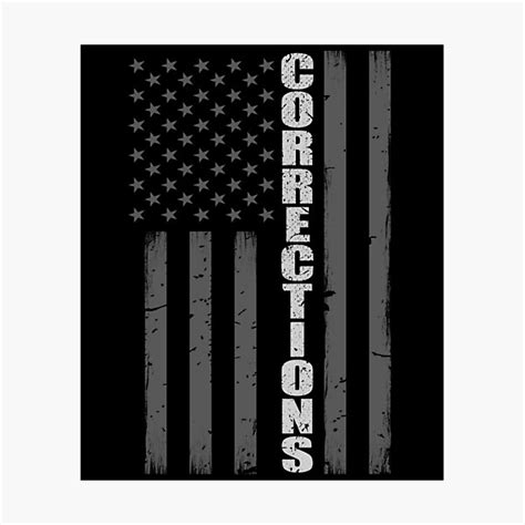 Corrections Officer Thin Silver Line American Flag Photographic Print