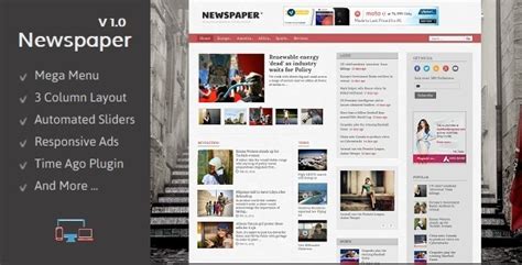 The Newspaper Responsive Blogger Template By Templateszoo Themeforest