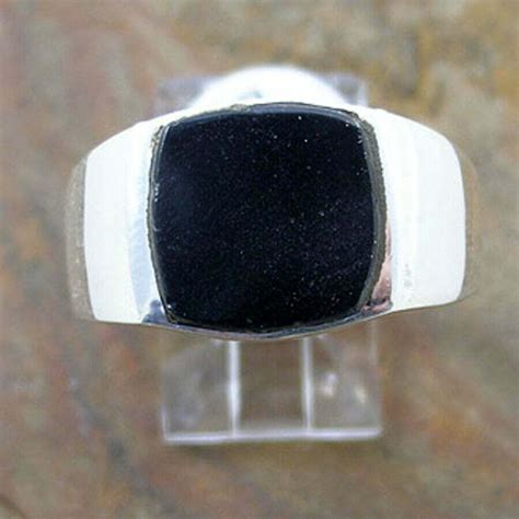 Sterling Silver Ring Onyx 13mm Transglobal Trading Australian