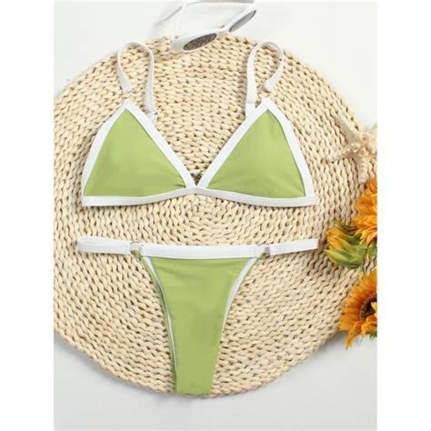 Ensemble de bikini Maillot de bain brésilien sexy couleur solide ensemble deux pièces culotte