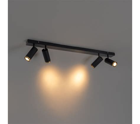 Spot De Plafond Moderne Noir Avec Bronze 4 Lumières Orientable Renna