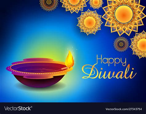 Happy Diwali Hindu Holiday Background For Light Vector Image