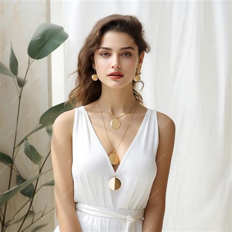Premium Photo | Woman doing a photoshoot wearing simple white dress