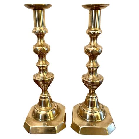 Pair Of Antique Victorian Brass Candlesticks For Sale At 1stdibs