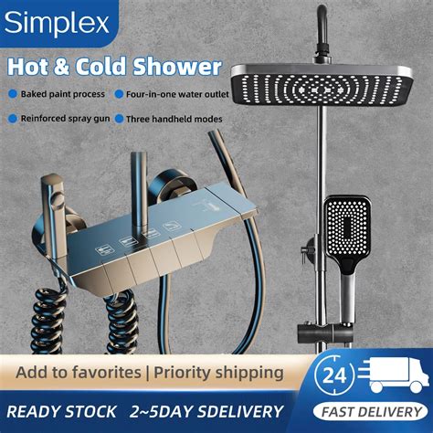 Shower Set 4 In 1 304 Stainless Steel Shower Faucet Set Hot Cold Piano Button Shower Set