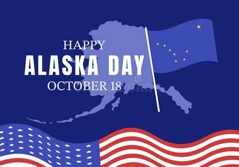 Happy Alaska Day On October 18 Hand Drawn Cartoon Flat Illustration With Flag Waving In Winter