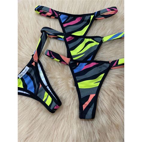 Calcinhas Fio Tanga Lisas Neon Conforto Biquini Lingerie Moda Intima Shopee Brasil