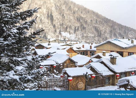 Snow Town In Winter Season At Harbin China Stock Photo Image Of