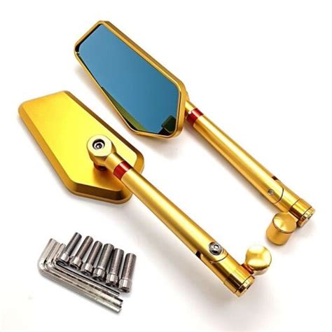 2pcs Gold Universal Rearview Mirrors 8mm 10mm Side Mirror Motorcycle