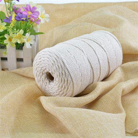 3 4 5 6mm Natural Cotton Rope Cord String Twisted Beige Craft Macrame