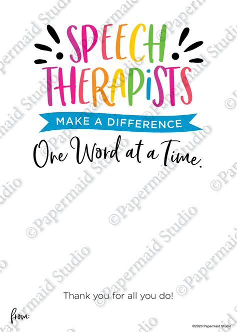 Printable Speech Therapist Thank You Card Teacher Etsy