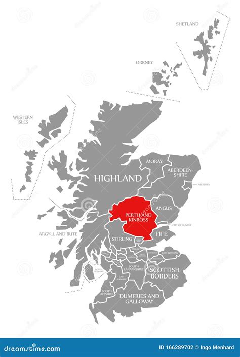 Perth and Kinross Red Highlighted in Map of Scotland UK Stock ...