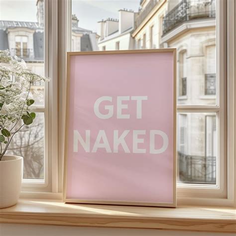 Get Naked Trendy Bathroom Poster Pink Girly Wall Art By