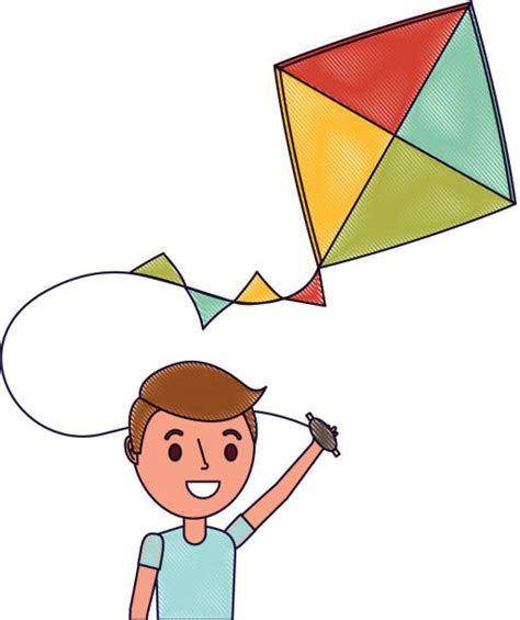 Drawing Of Boy Flying Kite Illustrations Royalty Free Vector Graphics