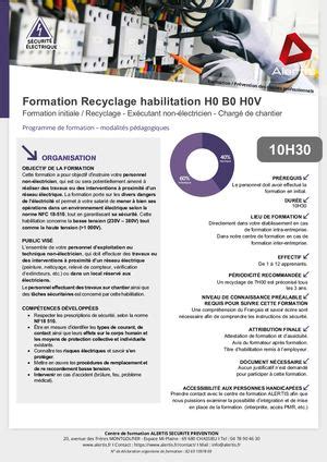 Calam O Fiche Programme Formation Recyclage Habilitation Lectrique