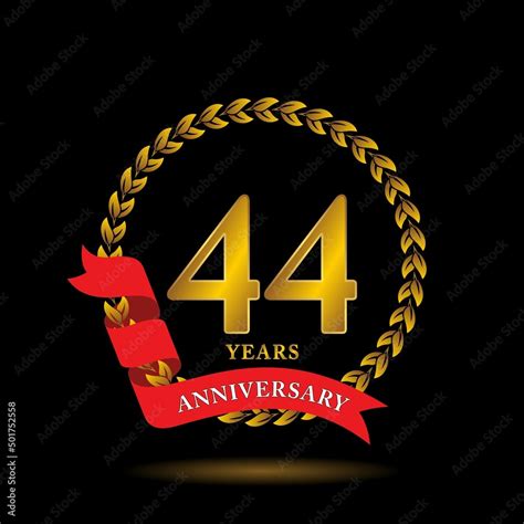 44th Anniversary Logo Anniversary Celebration Template Design With