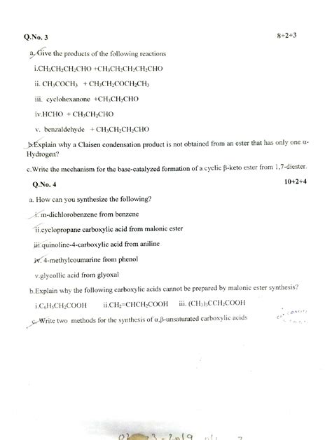 SOLUTION Organic Chemistry Past Papers Studypool