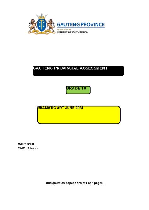 2024 Dramatic Arts It Is A June Practice Examination Gauteng