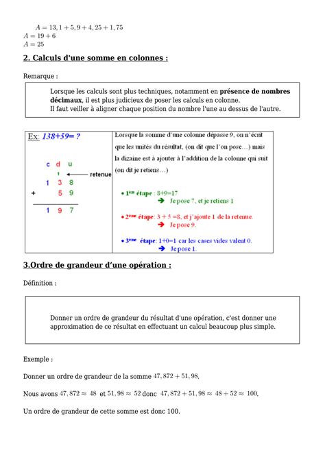 Solution Addition Soustraction Multiplication De Deux Nombres Cours De