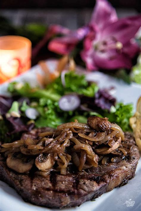 Ribeye With Caramelized Onions And Mushrooms Recipe | Paleo Leap