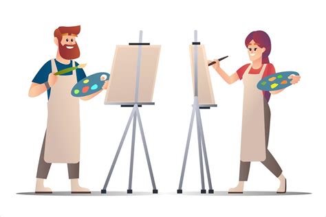 Artist Painting On Canvas Clip Art